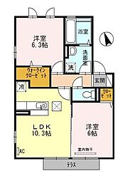 セジュールグランデB 2LDKの間取図画像