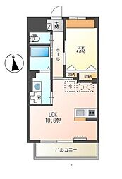 新築アリエス八本松 1LDKの間取図画像