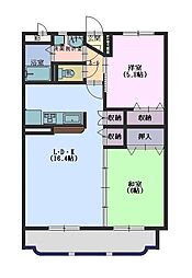 グランデルB 2LDKの間取図画像