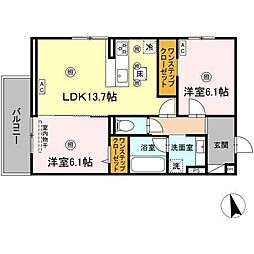 新築パールドブルム 2LDKの間取図画像