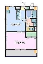 リヴェール中央 1LDKの間取図画像