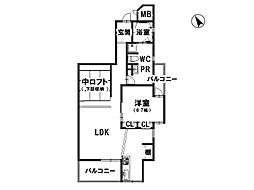 ジークレフ加古川東 1LDKの間取図画像