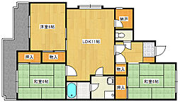 広島電鉄宮島線 修大協創中高前駅 徒歩20分の賃貸マンション 2階3LDKの間取り