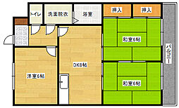 広島高速交通アストラムライン 上安駅 徒歩5分の賃貸アパート 2階3DKの間取り