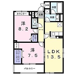 広島電鉄宮島線 高須駅 徒歩6分の賃貸アパート 3階2LDKの間取り