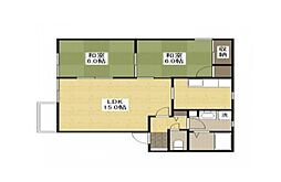 JR芸備線 矢賀駅 徒歩33分の賃貸アパート 2階2LDKの間取り