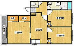 広島電鉄2系統 広電西広島(己斐)駅 徒歩13分の賃貸アパート 1階2LDKの間取り