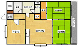 広島高速交通アストラムライン 西原駅 徒歩8分の賃貸マンション 4階3LDKの間取り