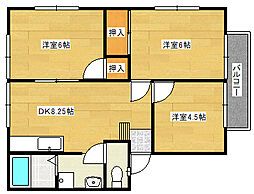 JR可部線 安芸長束駅 徒歩12分の賃貸アパート 2階3DKの間取り