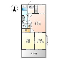 広島高速交通アストラムライン 大原駅 徒歩8分の賃貸アパート 1階2LDKの間取り