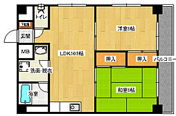 広島電鉄5系統 比治山下駅 徒歩3分の賃貸マンション 6階2LDKの間取り