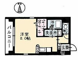 広島電鉄5系統 比治山下駅 徒歩5分の賃貸マンション 3階ワンルームの間取り