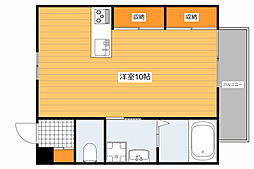 広島電鉄8系統 舟入幸町駅 徒歩10分の賃貸アパート 3階ワンルームの間取り