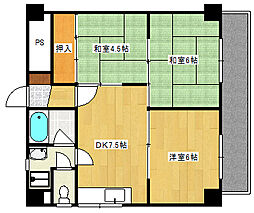 広島電鉄2系統 観音町駅 徒歩2分の賃貸マンション 5階3DKの間取り