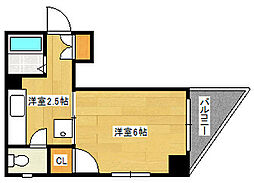広島電鉄2系統 観音町駅 徒歩3分の賃貸マンション 4階1DKの間取り