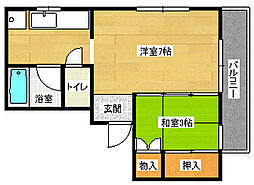 広島電鉄5系統 南区役所前駅 徒歩16分の賃貸マンション 3階1Kの間取り
