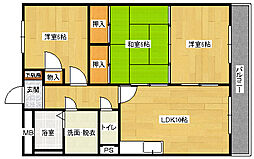 広島高速交通アストラムライン 上安駅 徒歩9分の賃貸マンション 3階3LDKの間取り