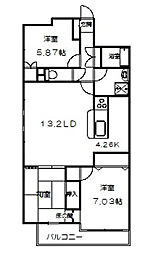 広島電鉄9系統 白島駅 徒歩8分の賃貸マンション 7階3SLDKの間取り