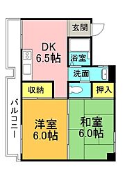 JR呉線 天神川駅 徒歩14分の賃貸マンション 4階2DKの間取り