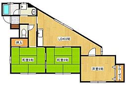 JR呉線 海田市駅 徒歩11分の賃貸マンション 2階3LDKの間取り