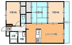 広島高速交通アストラムライン 上安駅 徒歩9分の賃貸マンション 1階3LDKの間取り