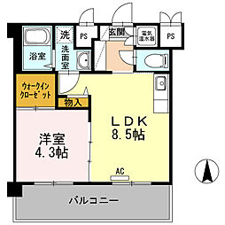 広島電鉄宮島線 修大協創中高前駅 徒歩3分の賃貸マンション 3階1LDKの間取り