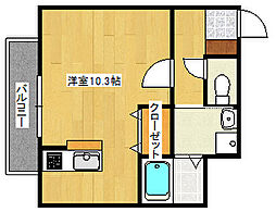 広島高速交通アストラムライン 上安駅 徒歩4分の賃貸アパート 3階1Kの間取り