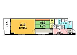 広島電鉄5系統 比治山橋駅 徒歩11分の賃貸マンション 4階2Kの間取り