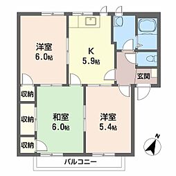JR芸備線 戸坂駅 徒歩20分の賃貸アパート 1階3DKの間取り