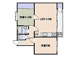 広島電鉄宮島線 修大協創中高前駅 徒歩12分の賃貸マンション 2階2LDKの間取り