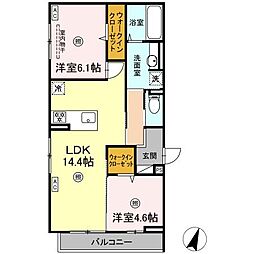 広島高速交通アストラムライン 祇園新橋北駅 徒歩10分の賃貸アパート 3階2LDKの間取り