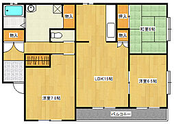 JR芸備線 戸坂駅 徒歩10分の賃貸マンション 3階3LDKの間取り