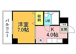 広島電鉄8系統 舟入本町駅 徒歩4分の賃貸マンション 5階1Kの間取り