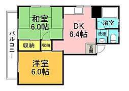 広島電鉄1系統 鷹野橋駅 徒歩6分の賃貸マンション 8階2DKの間取り