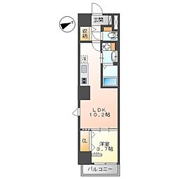 広島電鉄8系統 舟入町駅 徒歩2分の賃貸マンション 6階1LDKの間取り