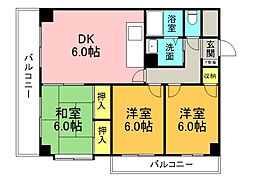 広島電鉄8系統 舟入幸町駅 徒歩2分の賃貸マンション 3階3LDKの間取り