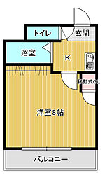 広島電鉄8系統 舟入本町駅 徒歩2分の賃貸アパート 2階1Kの間取り