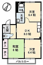 JR呉線 矢野駅 徒歩21分の賃貸アパート 2階3DKの間取り