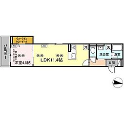 JR芸備線 矢賀駅 徒歩20分の賃貸アパート 3階1LDKの間取り
