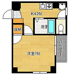 広島電鉄9系統 縮景園前駅 徒歩2分の賃貸マンション 5階1Kの間取り