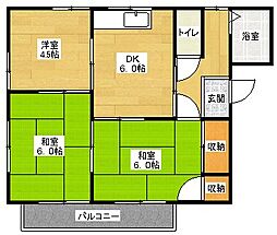 JR可部線 下祇園駅 徒歩10分の賃貸アパート 2階3DKの間取り