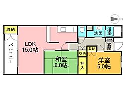 広島高速交通アストラムライン 長楽寺駅 徒歩6分の賃貸マンション 1階2LDKの間取り