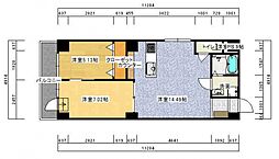 広島電鉄宮島線 古江駅 徒歩8分の賃貸マンション 3階2LDKの間取り