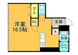 広島電鉄2系統 胡町駅 徒歩4分の賃貸マンション 4階ワンルームの間取り