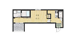 広島電鉄1系統 宇品3丁目駅 徒歩7分の賃貸アパート 1階1Kの間取り