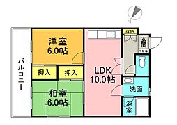 広島高速交通アストラムライン 西原駅 徒歩9分の賃貸マンション 5階2LDKの間取り