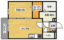 広島高速交通アストラムライン 大原駅 徒歩12分の賃貸アパート 2階1DKの間取り