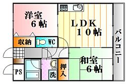 広島高速交通アストラムライン 西原駅 徒歩9分の賃貸マンション 3階2LDKの間取り