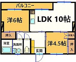 JR呉線 広島駅 徒歩10分の賃貸マンション 3階2DKの間取り
