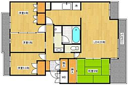 広島電鉄宮島線 古江駅 徒歩6分の賃貸マンション 3階4LDKの間取り